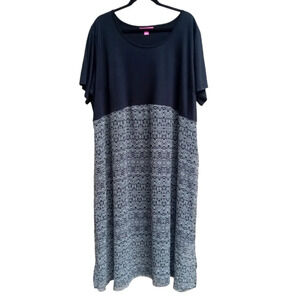 Woman Within Black and Gray Midi Dress 2XL